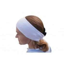 WHITE TOWELLING WASHABLE HEADBAND WITH VELCRO
